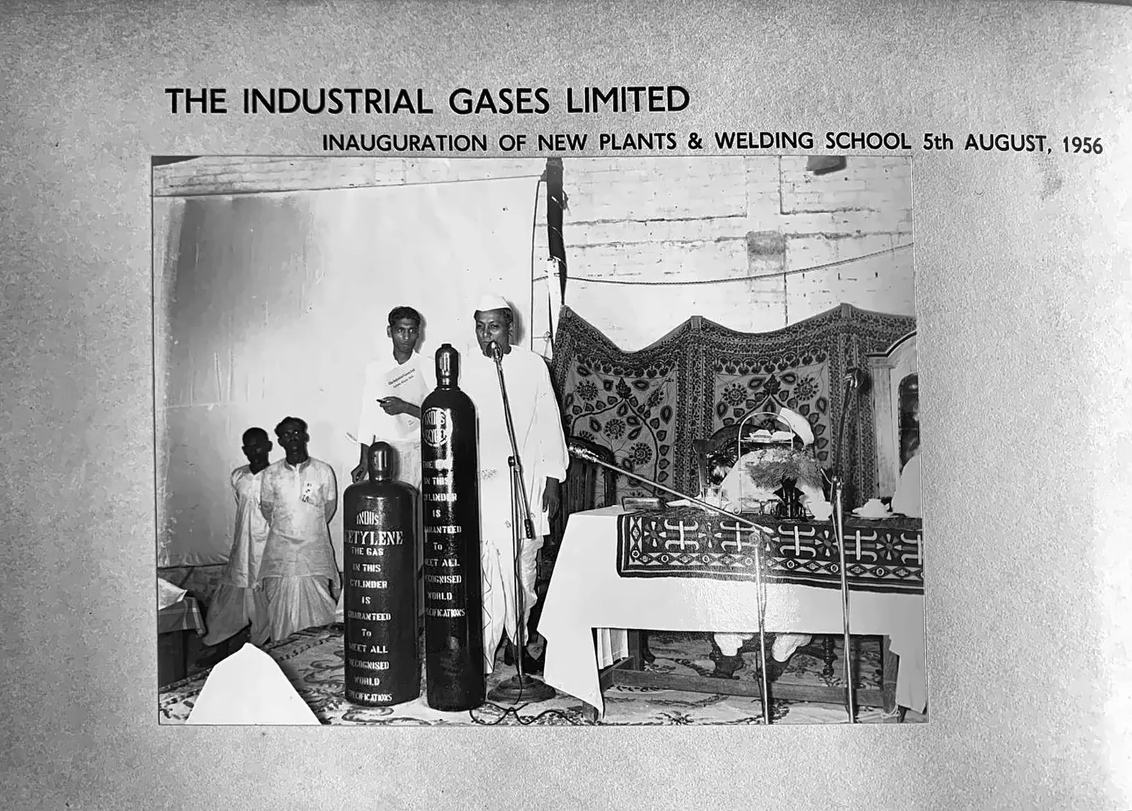 Album plate captioned The Industrial Gases Limited — Inauguration of New Plants and Welding School, 5 August 1956