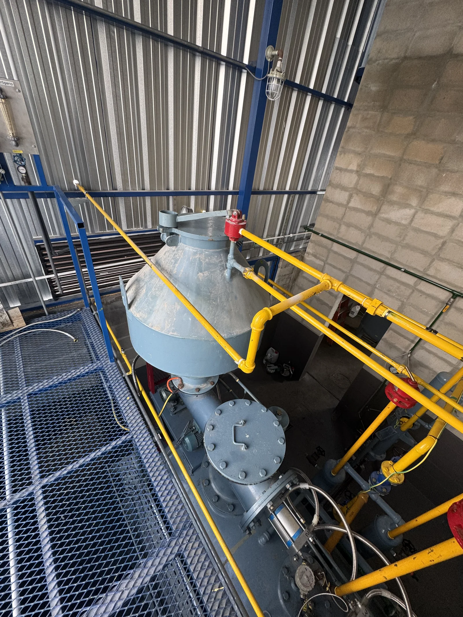 Top view of an acetylene generator showing the carbide hoppers and charging ports